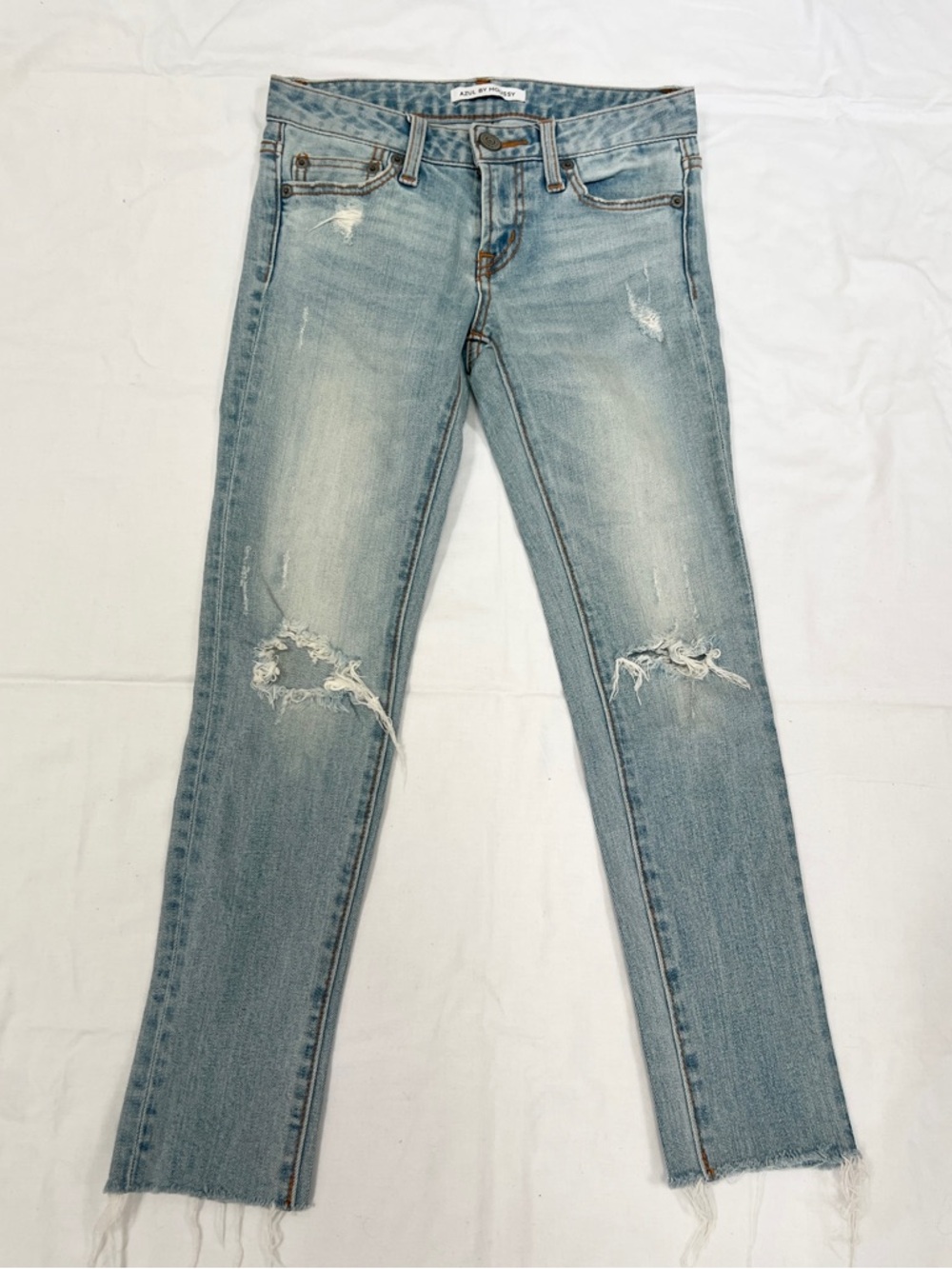 Moussy Light Blue Distressed low rise Skinny Jeans